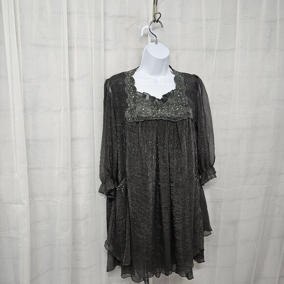 Pretty Angel Gray Dress Fairy Goth Whimsigoth Angelic Silk S - Picture 6 of 12